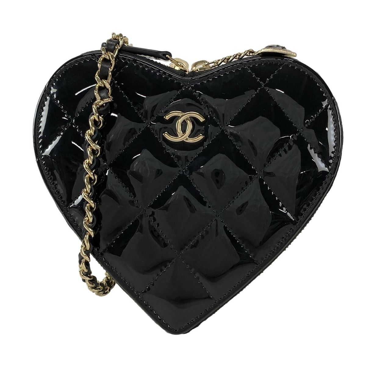 CHANEL シャネル ショルダーバッグ - AP 3295 黒 ハート|ゴールド金具|チェーンショルダー レザー