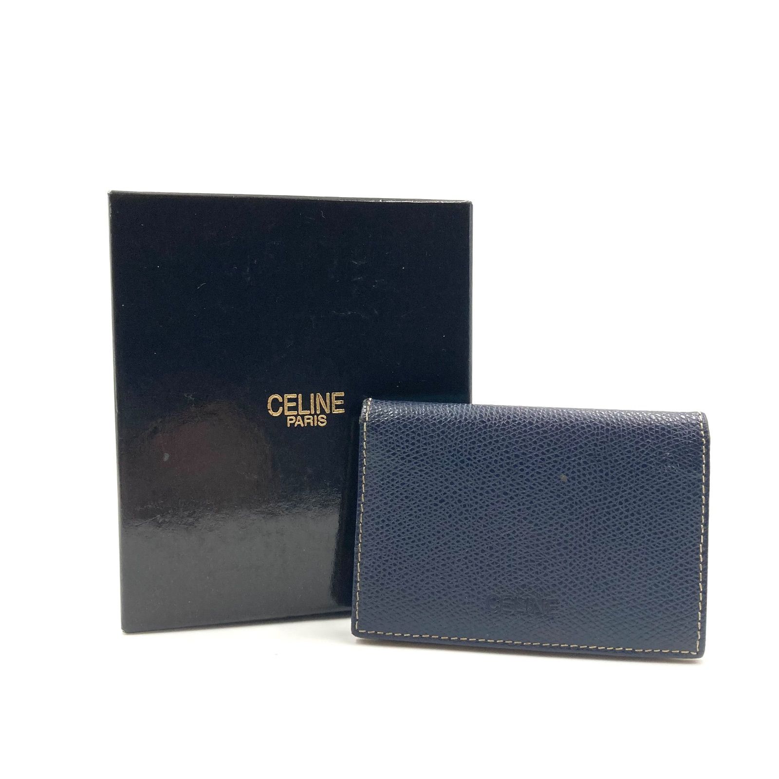 □美品□CELINE セリーヌ 名刺入れ カードケース レザー 本革 ダーク