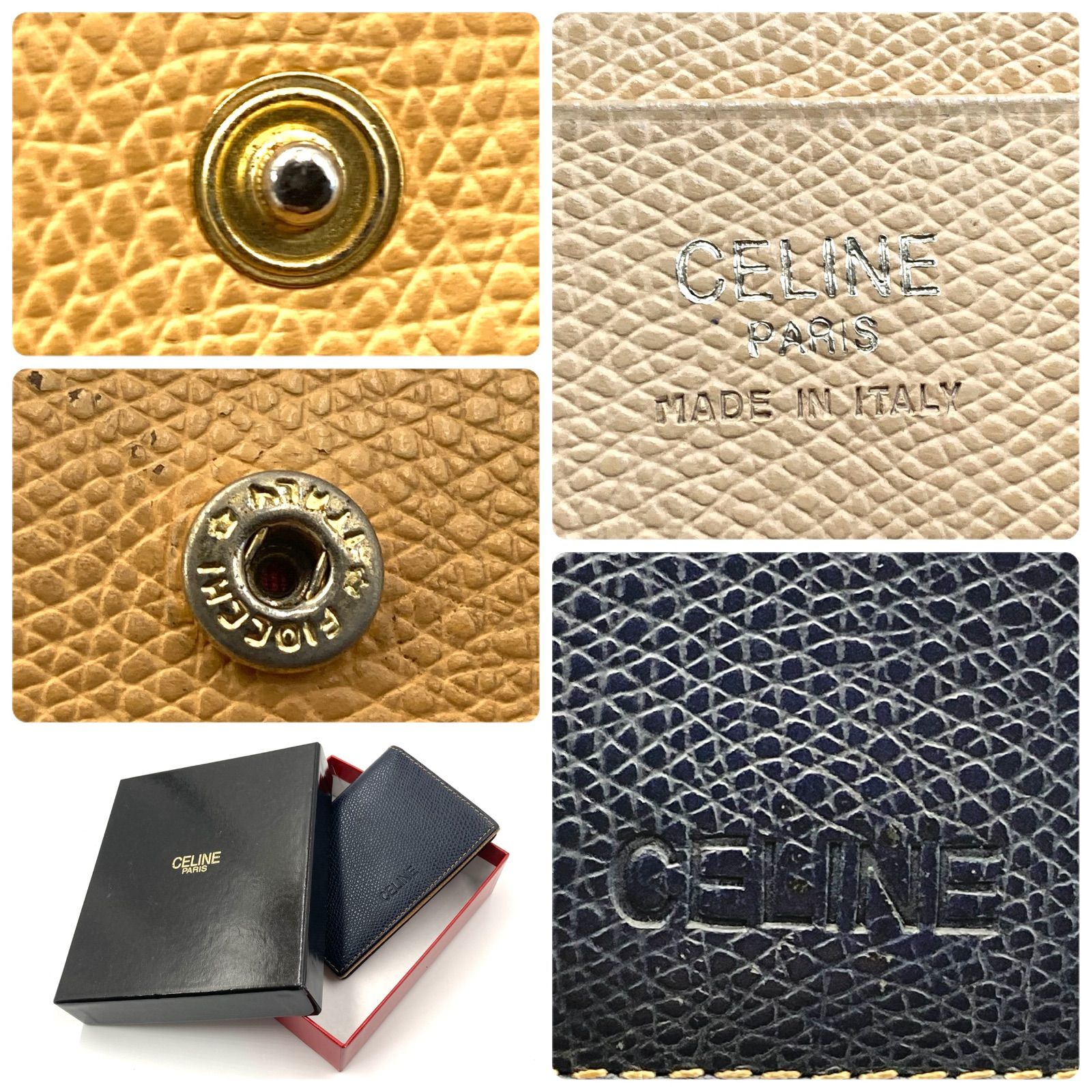 □美品□CELINE セリーヌ 名刺入れ カードケース レザー 本革 ダーク