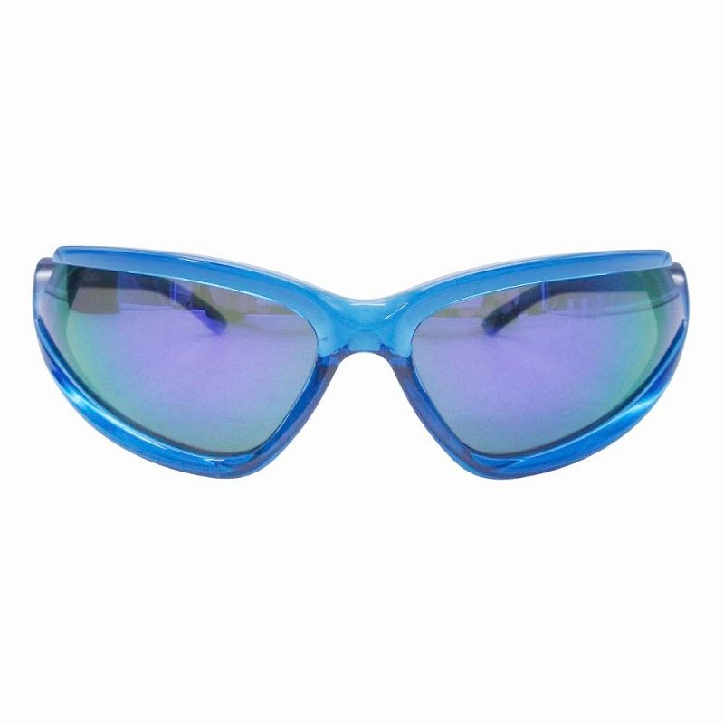 23 aw バレンシアガ BALENCIAGA Side Xpander Cat-Eye サイドエクスパンダー キャットアイ サングラス アイウェア シールドミラー セルフレーム 青 ブルー ユニセックス メンズ レディース