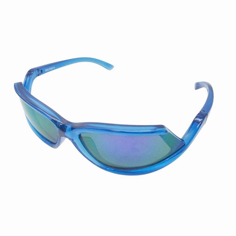 23 aw バレンシアガ BALENCIAGA Side Xpander Cat-Eye サイドエクスパンダー キャットアイ サングラス アイウェア シールドミラー セルフレーム 青 ブルー ユニセックス メンズ レディース
