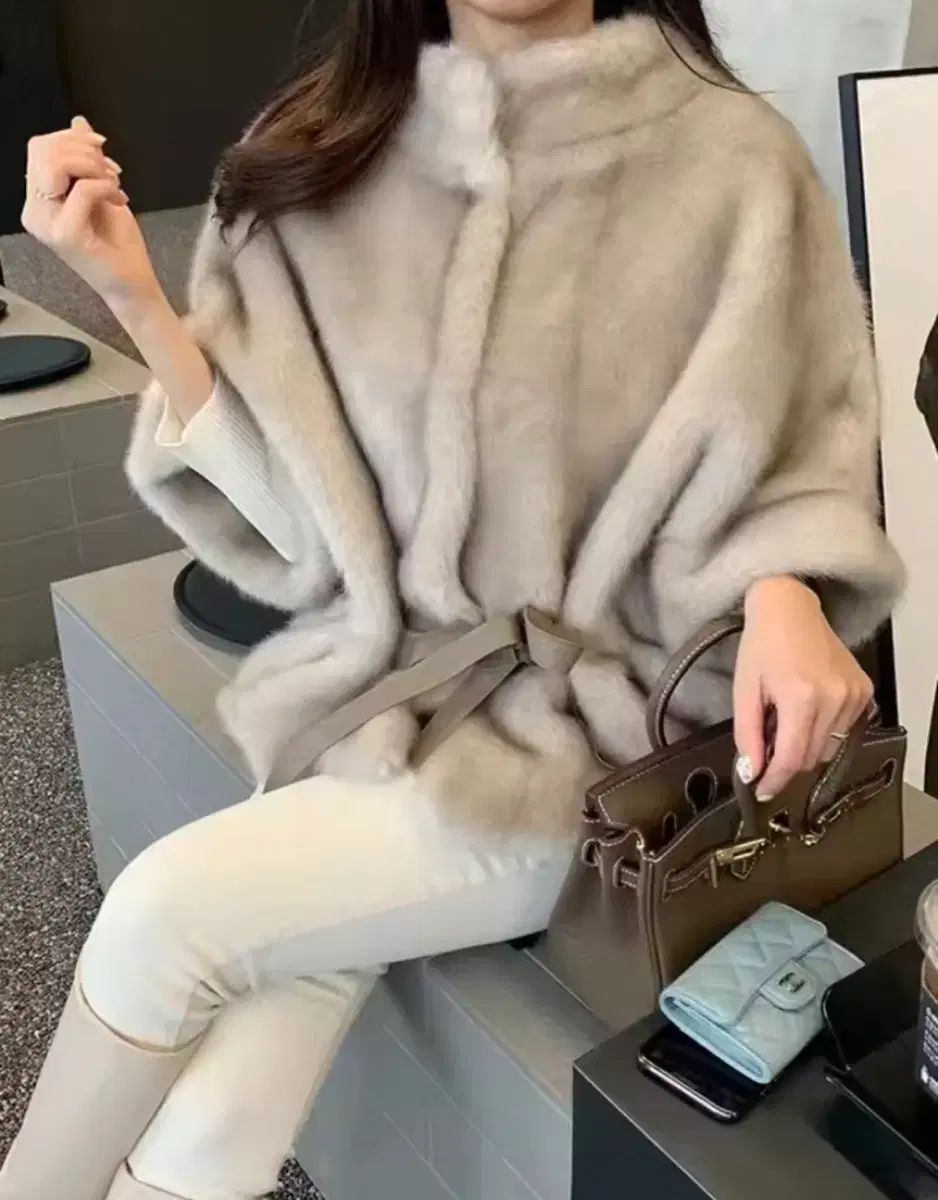 リボンベルト フェイクファージャケット