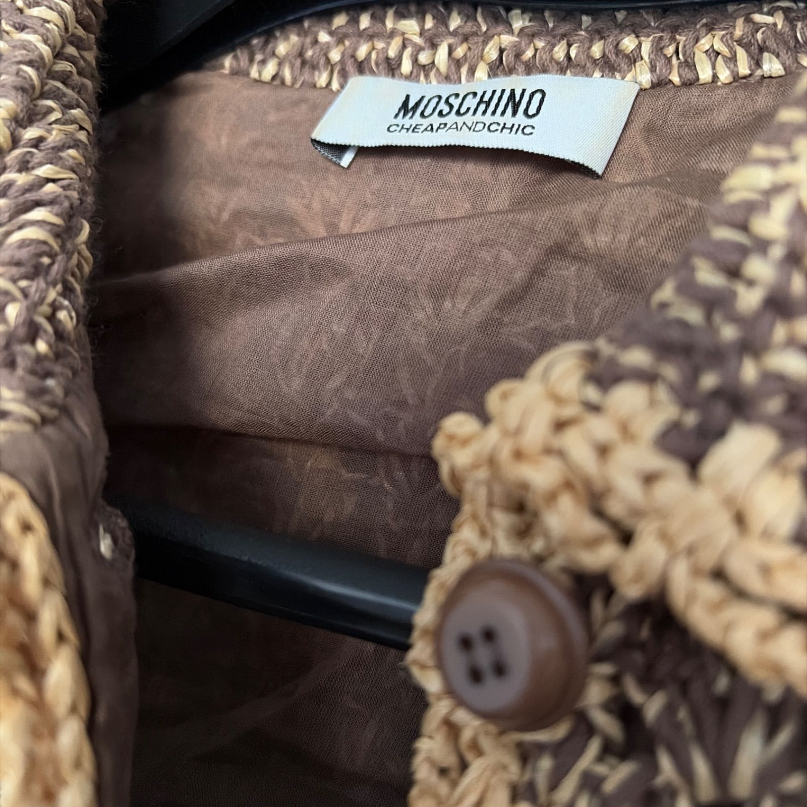 Z1708 MOSCHINO モスキーノ ジャケット ツイード ニット ベージュ