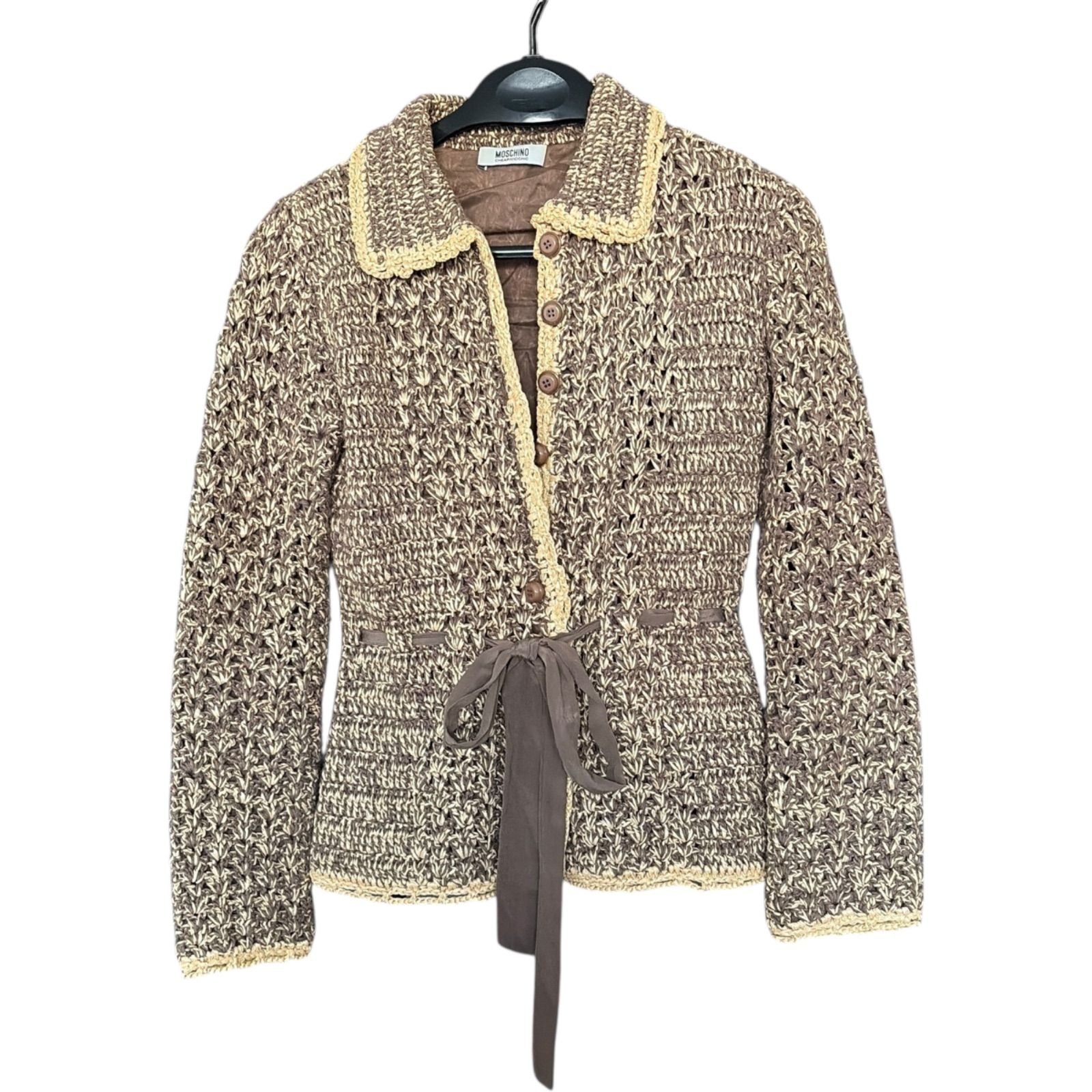 Z1708 MOSCHINO モスキーノ ジャケット ツイード ニット ベージュ