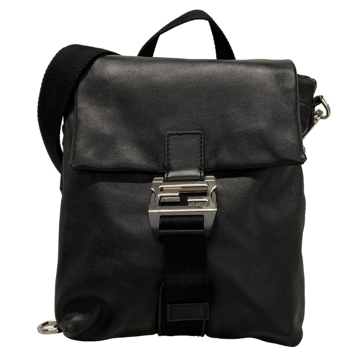 FENDI フェンディ ショルダーバッグ フラックス クロスボディ 7 VA 673 黒 2 way レザー