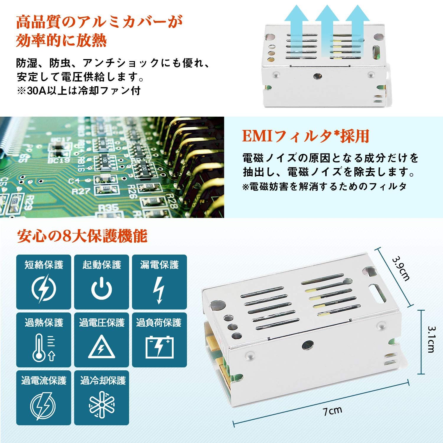 新品 CURE（キュア） 安定化電源 スイッチング電源 AC DC コンバーター 12V 1A 12W 直流電源変換器 過負荷保護 放熱  日本語説明QRコード 安全保護回路 自動リセット可能 電源装置 - メルカリ