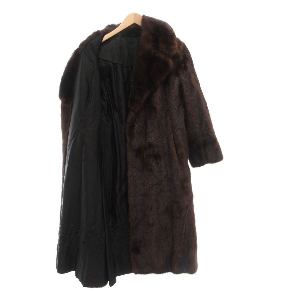 ノーブランド ファーコート 15 毛皮 ミンクファー ロング丈 ダーク