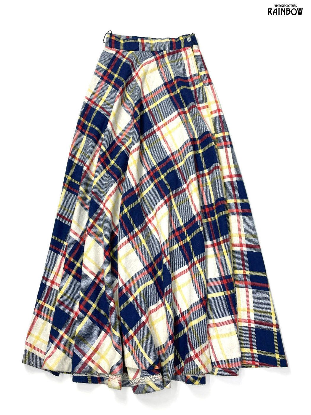 古着 Tattoo of California チェック柄 コットン ロング丈 スカート 紺 btu 2512039