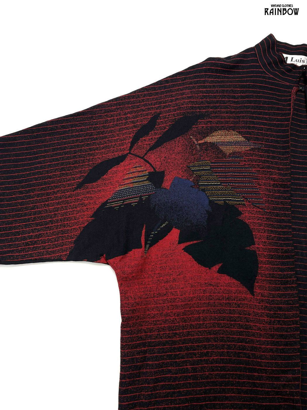  古着 Luis Mari ルイマリ フランス製 ボーダー柄 総柄 ウール 膝丈 長袖 セットアップ 黒 otu 2512020 その他 ワンピース