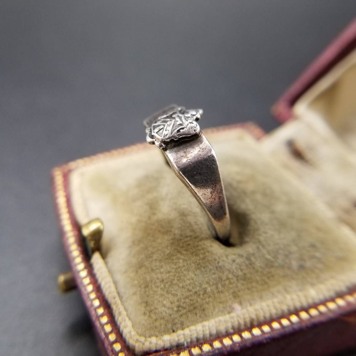 シグネット 家紋 925 シルバー ヴィンテージ リング 銀 指輪 2 g Family Crest|Class ring Style メンズ クラシック R 8-E