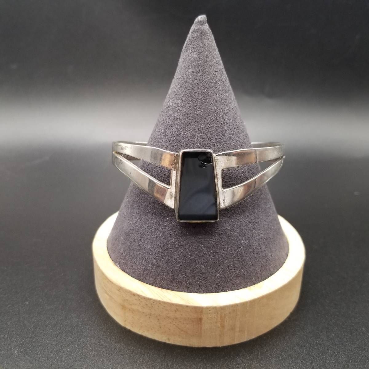 メキシコ TAXCO オニキス 台形 インレイ 925 シルバー ヴィンテージ