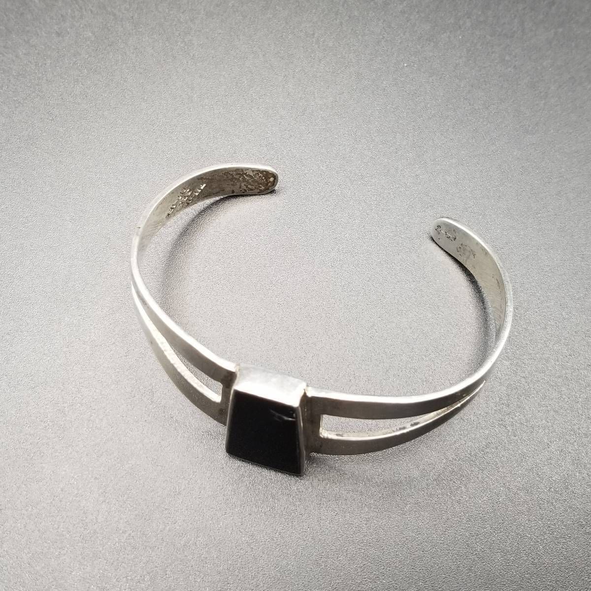 メキシコ TAXCO オニキス 台形 インレイ 925 シルバー ヴィンテージ