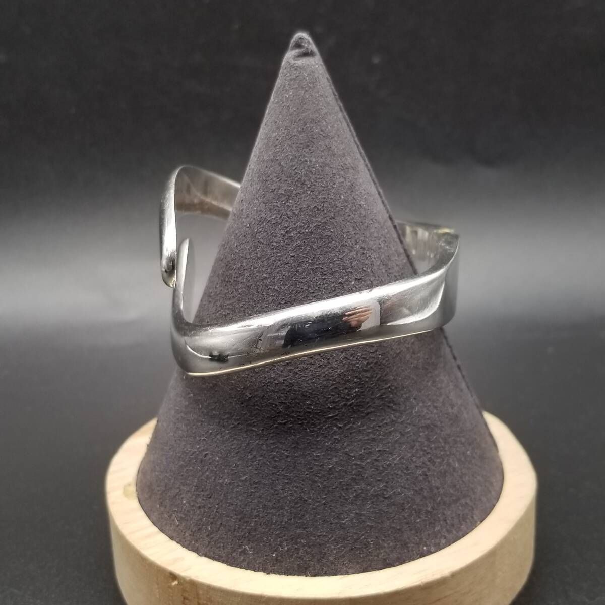 メキシコ TAXCO タスコ カーブ モダンデザイン 幅広 存在感 925 シルバー ヴィンテージ ブレスレット 大ぶり バングル R 13-J