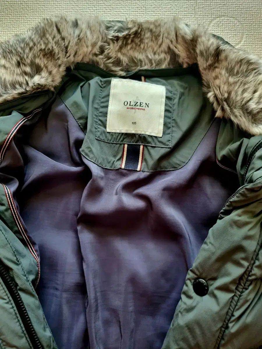 メンズ グースダウン アウター カーキグレー OLZEN オルゼン 105 コート 柄物