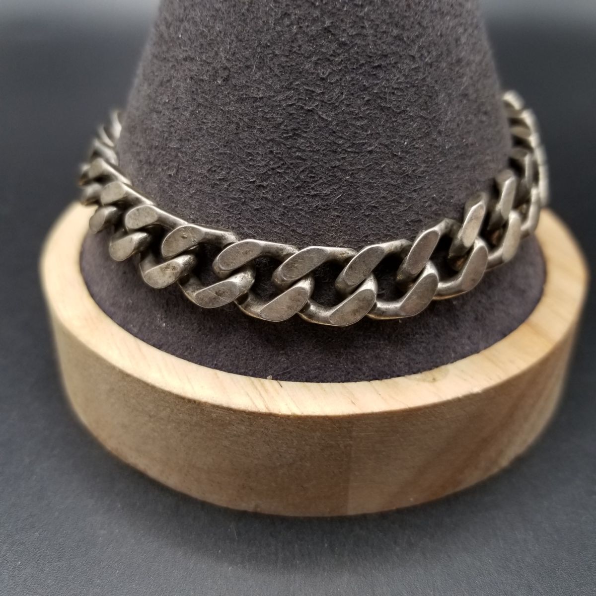 シンプル 喜平チェーン 925シルバー ヴィンテージ ブレスレット 銀 英国 Birmingham Convention マーク Chunky 重厚感 メンズ R 15-I⑤