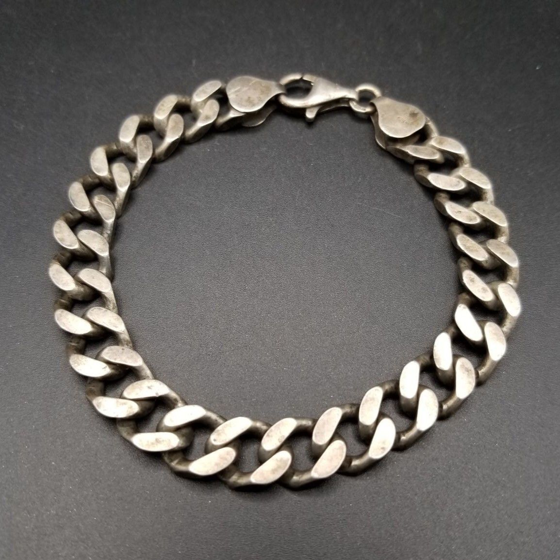 シンプル 喜平チェーン 925シルバー ヴィンテージ ブレスレット 銀 英国 Birmingham Convention マーク Chunky 重厚感 メンズ R 15-I⑤