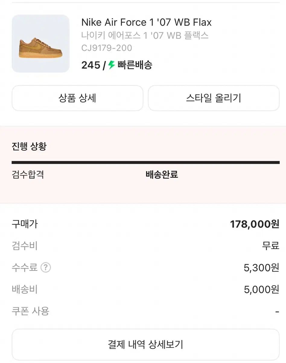  245 ナイキ エアフォース1 テンジャン スニーカー 靴