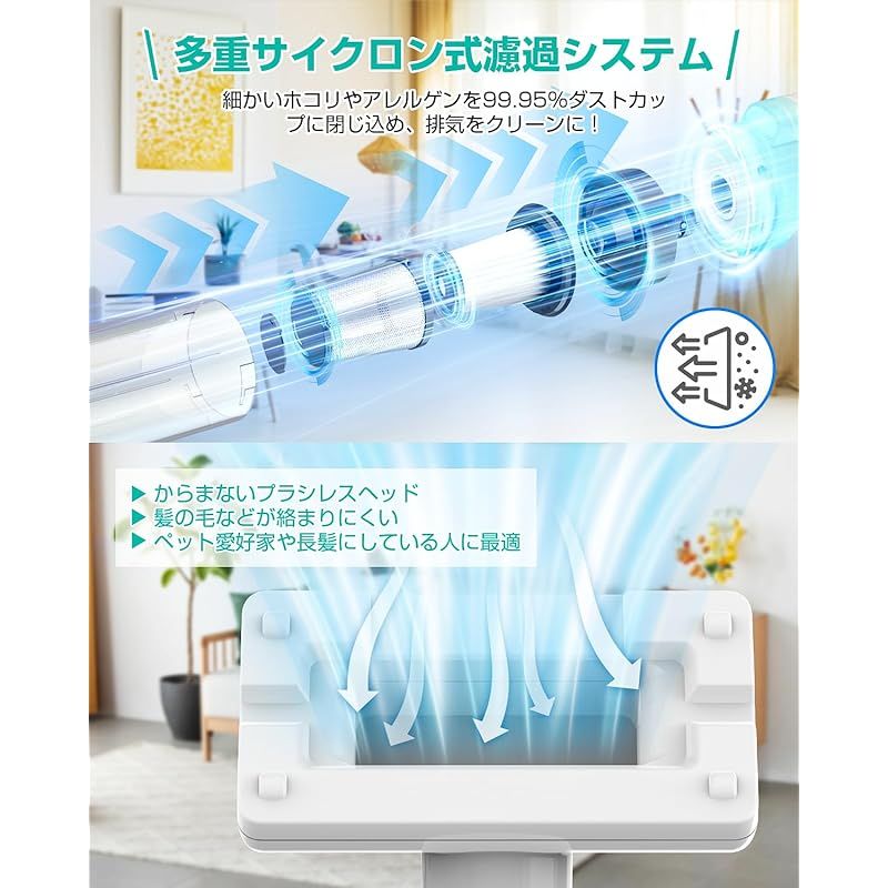限定・2025新登場】掃除機 コードレス 18000pa超強力吸引 軽量550g