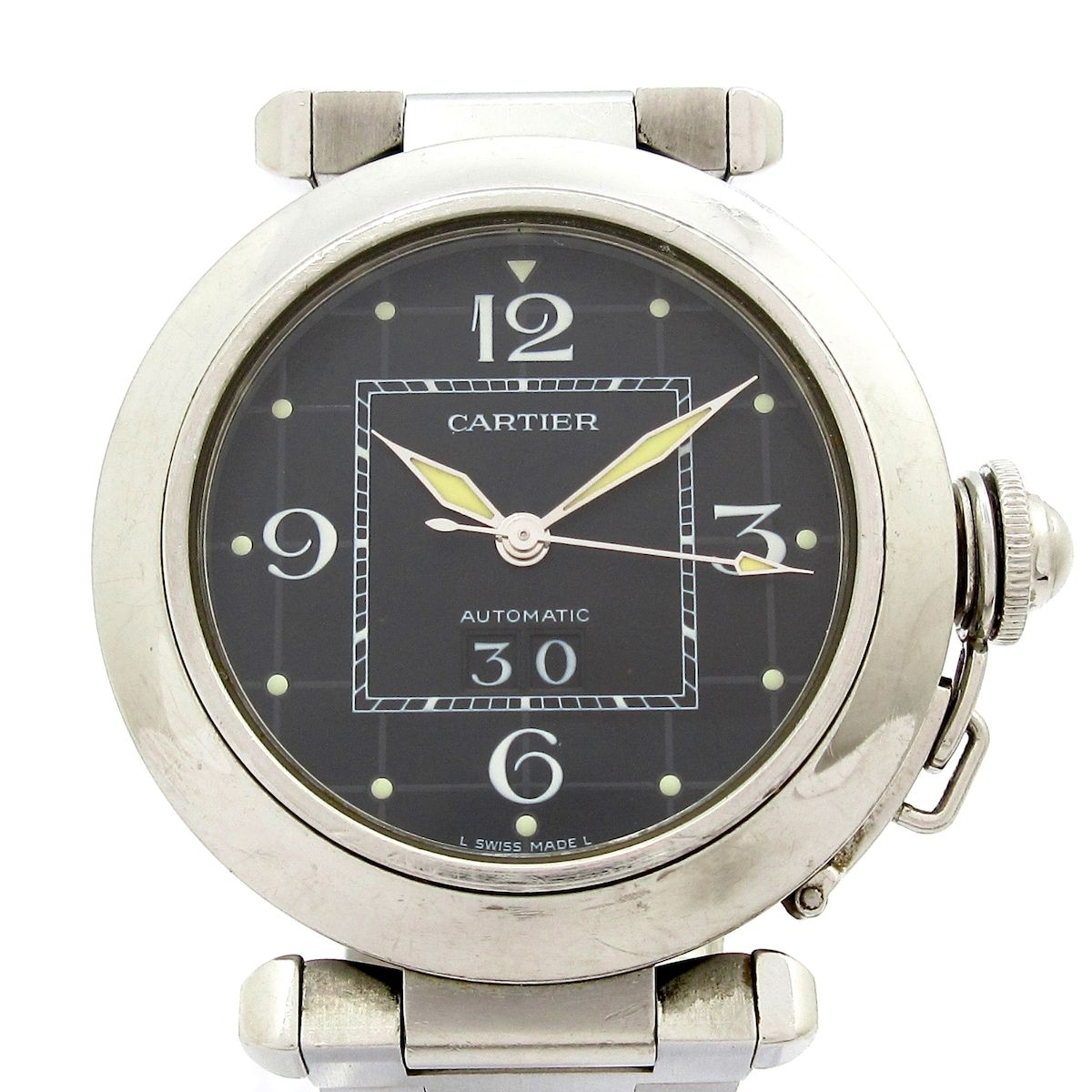 Cartier カルティエ 腕時計 パシャC ビッグデイト ボーイズ SS 黒