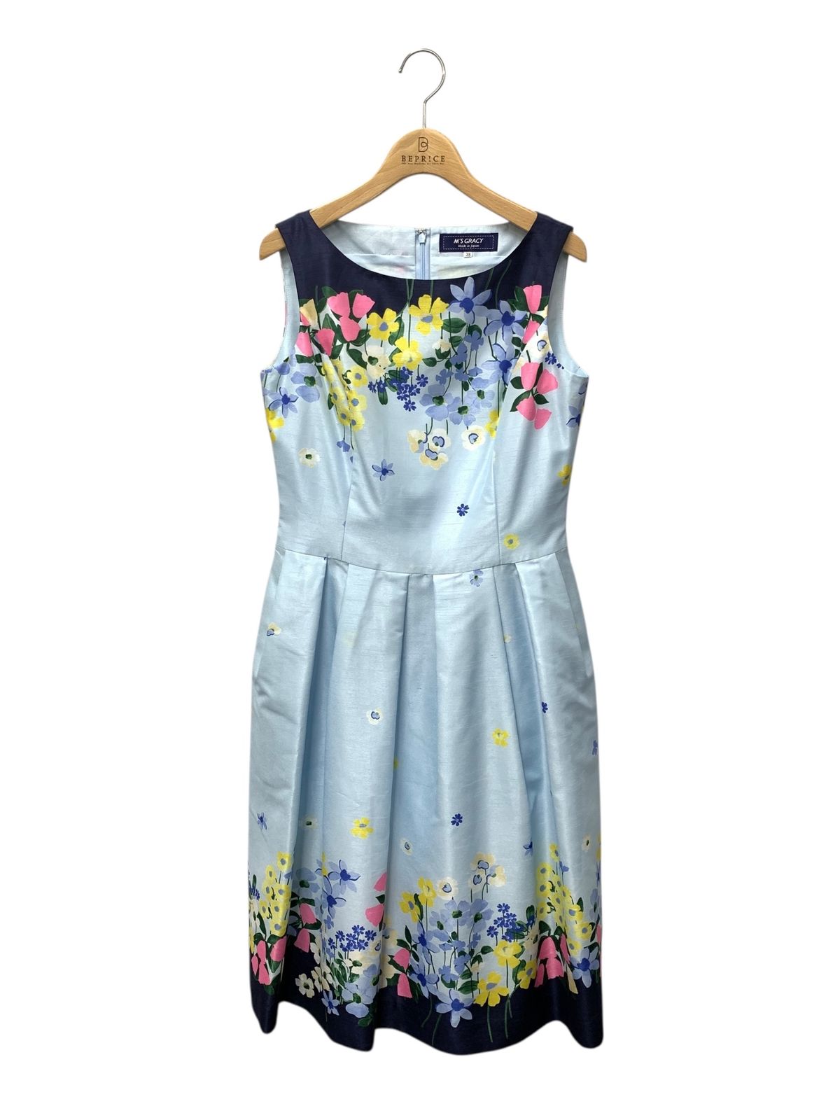 エムズグレイシー 211310 ワンピース 38 ブルー フラワープリント