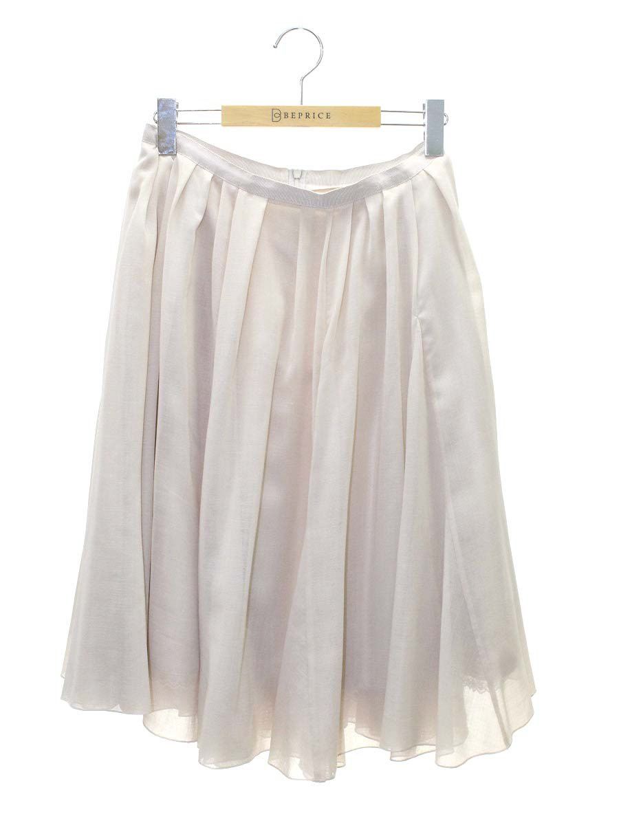 フォクシーニューヨーク 39328 スカート 40 ベージュ ギャザー フ シースルー