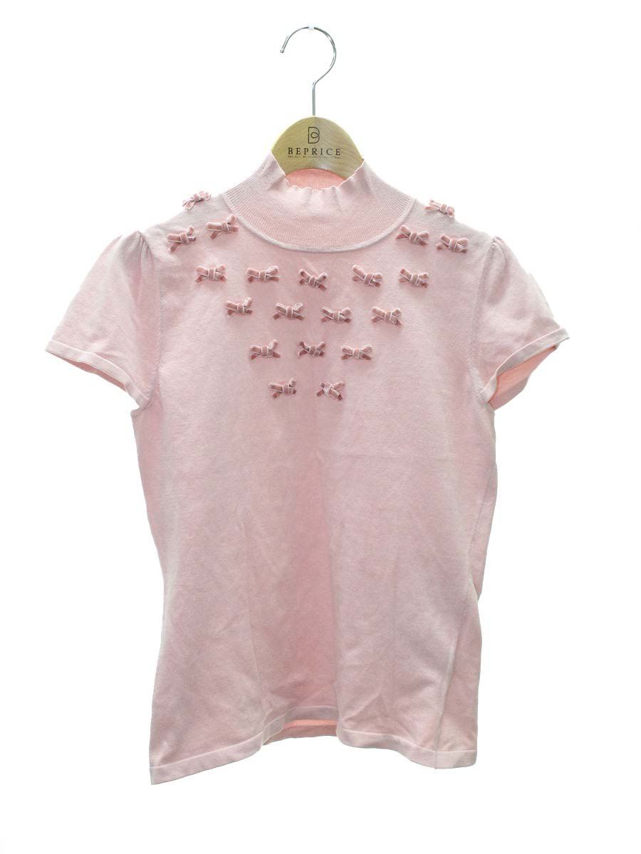 エムズグレイシー 728522 ニット セーター 40 ピンク ベロアリボン