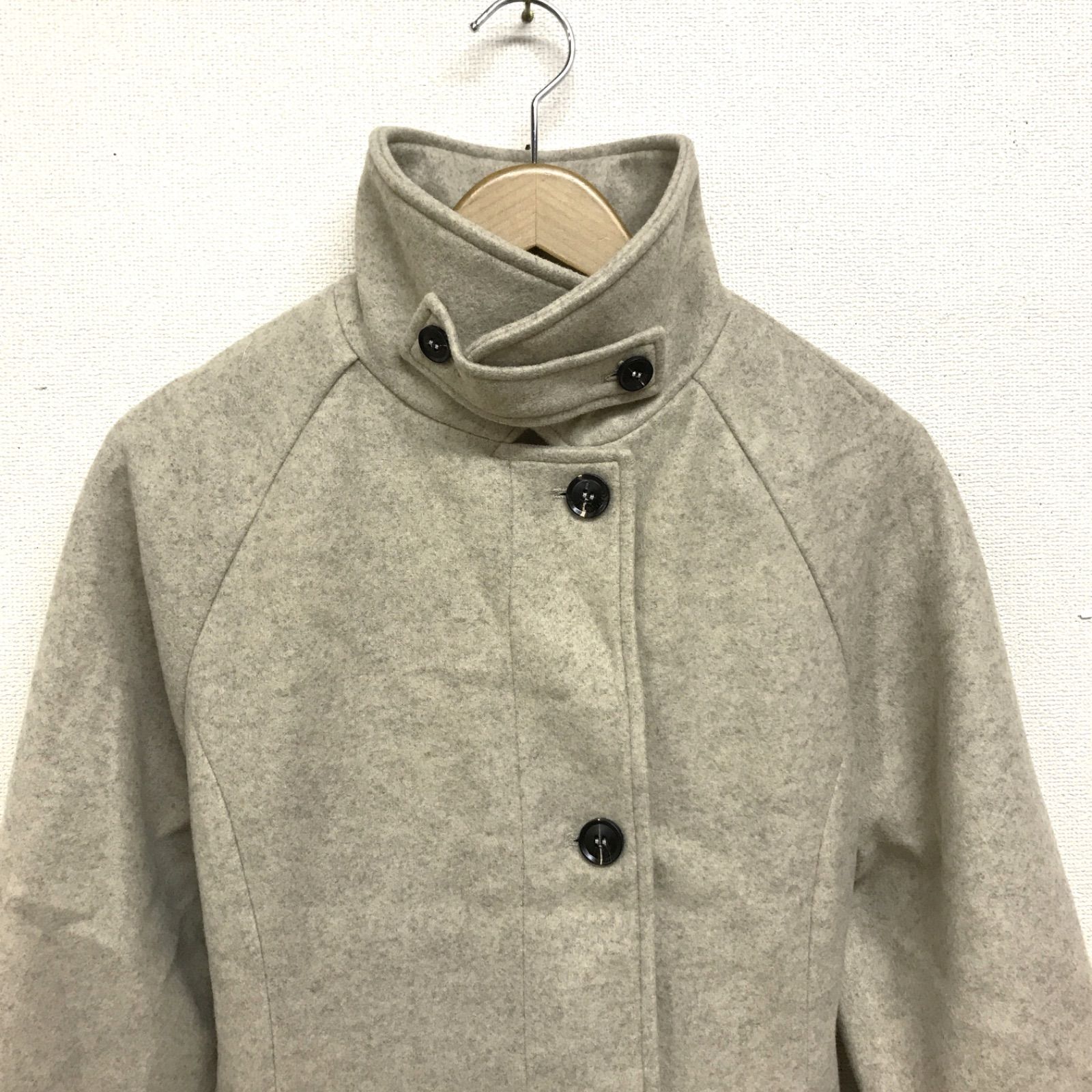 Louere 2wayスリットスリーブハイネックフレアコート ベルト付き 