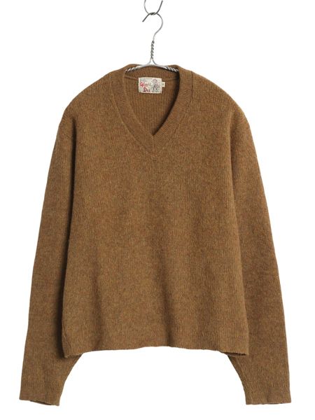 な ! 60 s 70 GLEN DEE Vネック モヘア ニット セーター メンズ M | 古着 ヴィンテージ プルオーバー 毛足 毛長 シャギー グランジ 無地 茶
