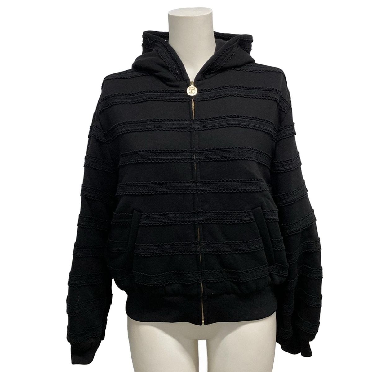 CHANEL シャネル パーカー サイズ36 S レディース - P 76223 黒 長袖|2025年|レース コットン