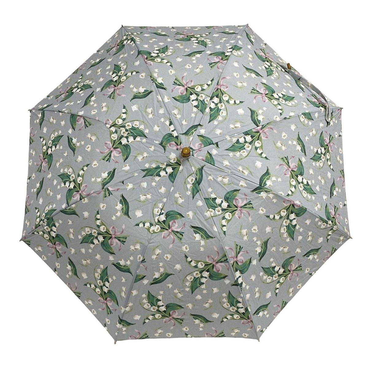 FEILER フェイラー 日傘 - ライトグレー×グリーン×マルチ 折りたたみ日傘|花柄