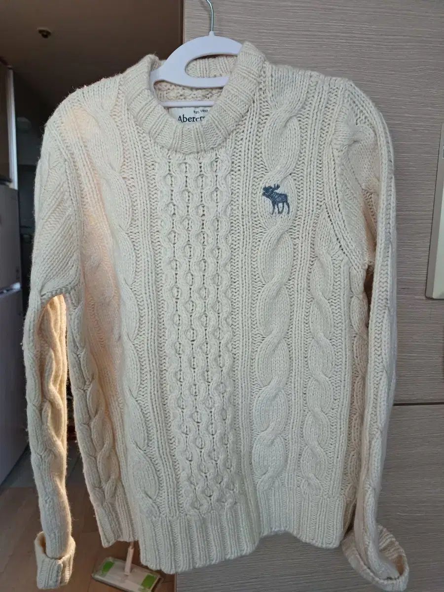アバクロンビー アイボリー ケーブル編み ニット