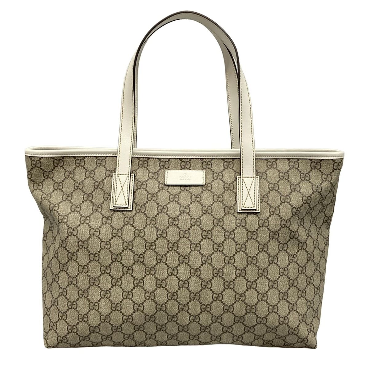 GUCCI グッチ トートバッグ GGプラス GGスプリーム 211137 ダークブラウン×ベージュ×アイボリー レザー
