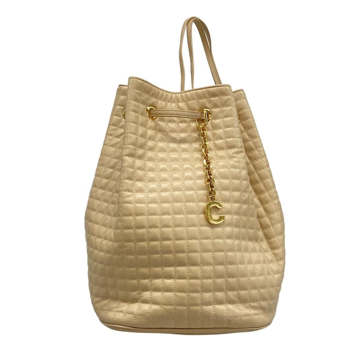 CELINE セリーヌ リュックサック Cチャームスモールバケット .03 ND ベージュ 巾着型 レザー