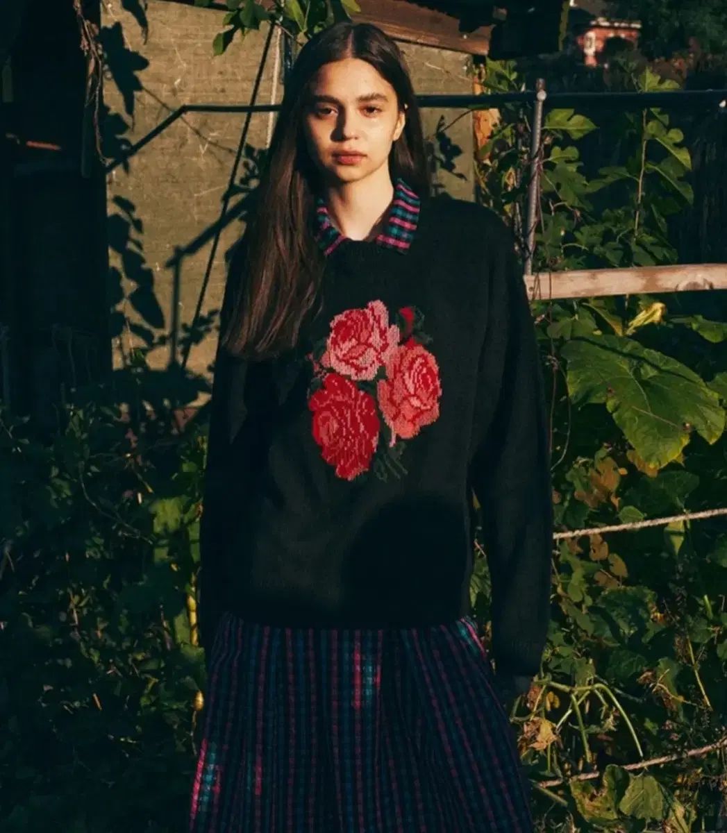 CHANCECHANCE チャンスチャンス フラワー ニット セーター チェック ONE PIECE セットアップ