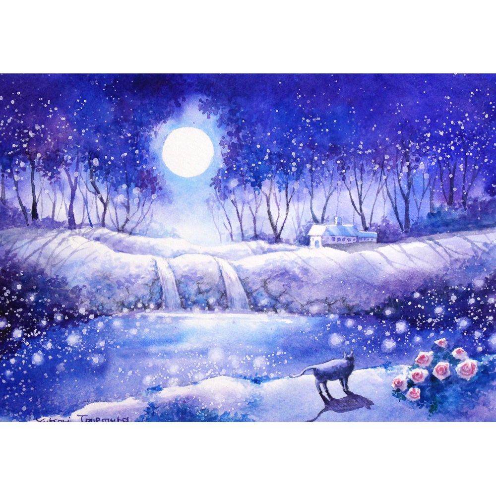 原画）白月の灯【SMサイズ／水彩画／#2785】 - メルカリ