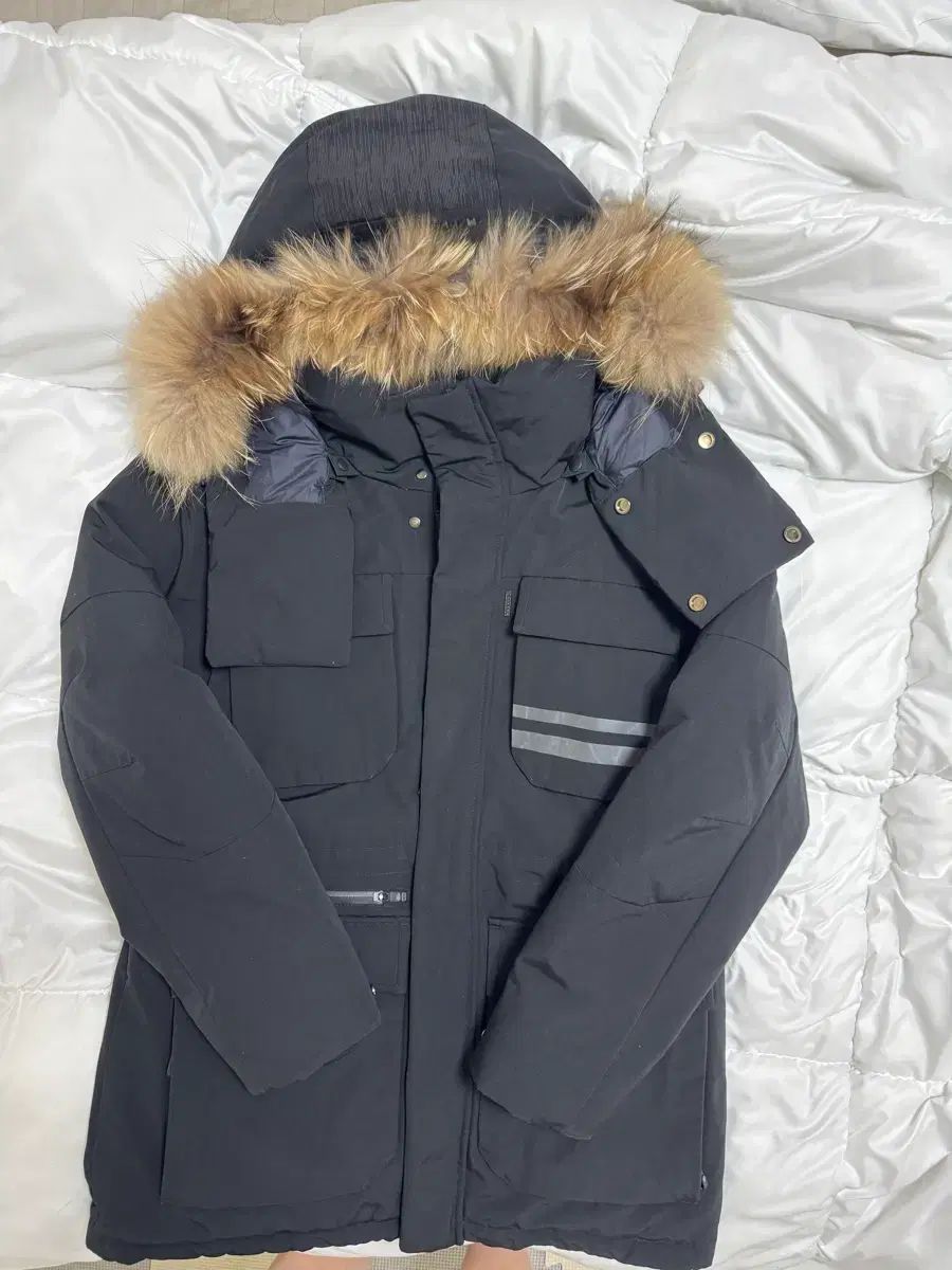 ブラック フード ファー ダウン アウター