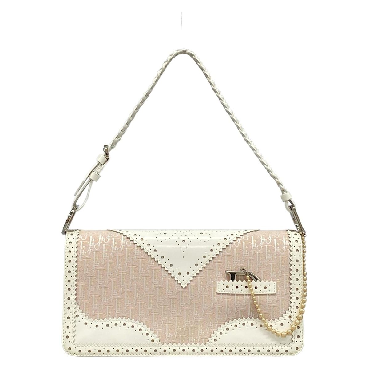 DIOR|ChristianDior ディオール|クリスチャンディオール ハンドバッグ Dトリック ピンク×白 レザー