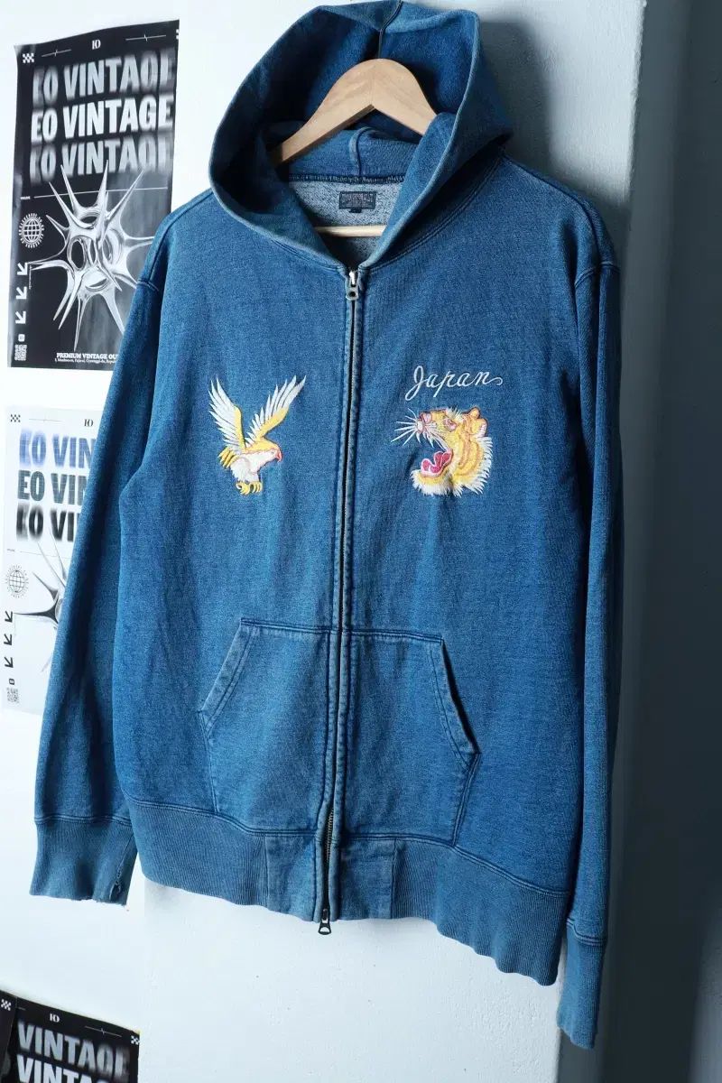 L-XL DOYOエンタープライズ WHOジップアップ 日本 高価 デニム ブルー - 16 B 05