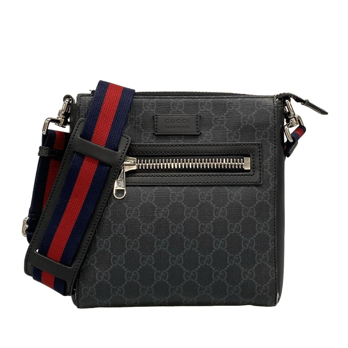 GUCCI グッチ ショルダーバッグ GGプラス GGスプリーム 523599 黒×グレー レザー