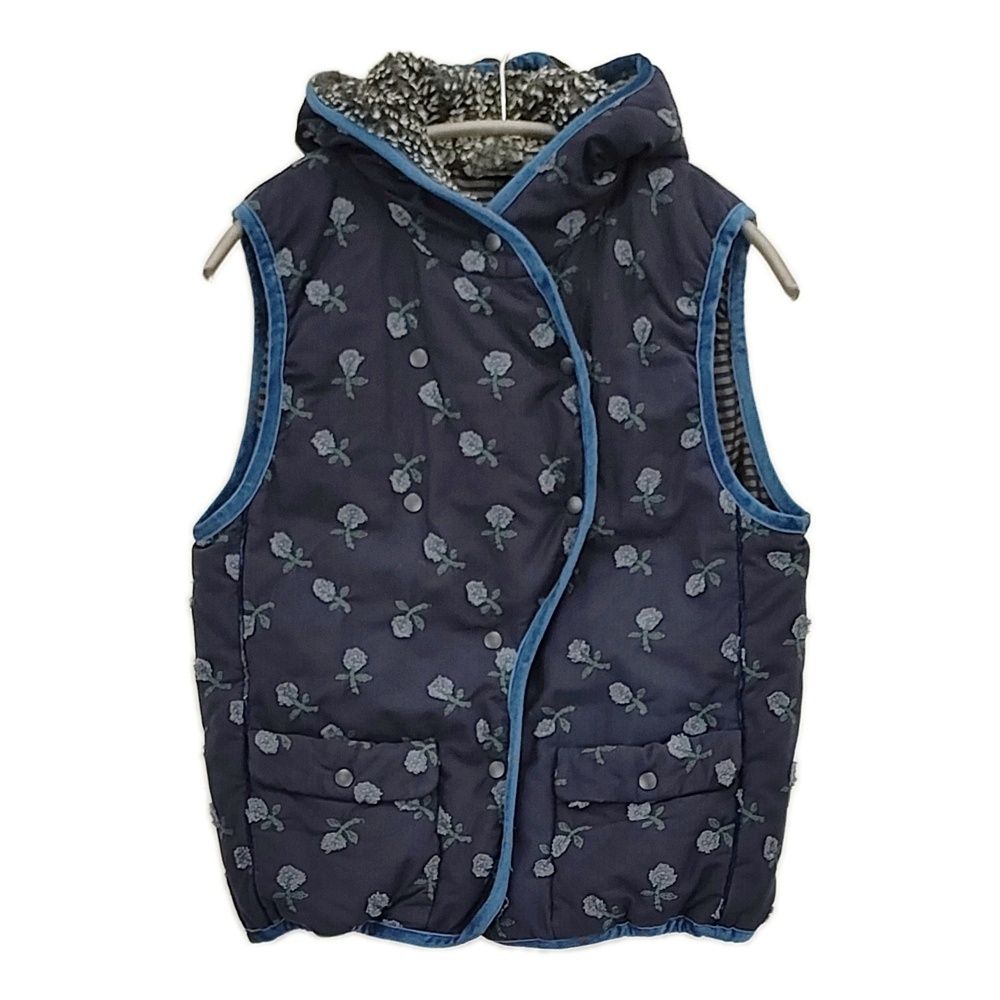 mina perhonen skip ra 2224 サイズ36 フード裏ボア ダウンベスト ネイビー レディース ミナペルホネン 5-1226 T♪