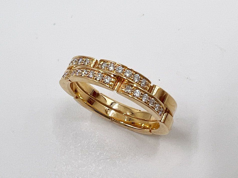 Cartier カルティエ マイヨンパンテール 2ロウ リング 指輪 ハーフダイヤ 750 K 18 YG ピンクゴールド 54