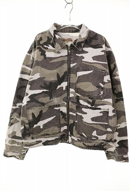 ステューシー STUSSY CAMO ZIP WORK JAKET XL カモ ジップ ワーク