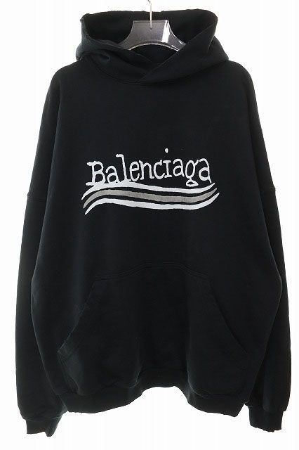 【中古】バレンシアガ BALENCIAGA 23AW ダメージ加工 ロゴプリント スウェット プルオーバー フーディ 1 ☆AA★251106 バレンシアガ BALENCIAGA 23AW ダメージ加工 ロゴプリント スウェット
