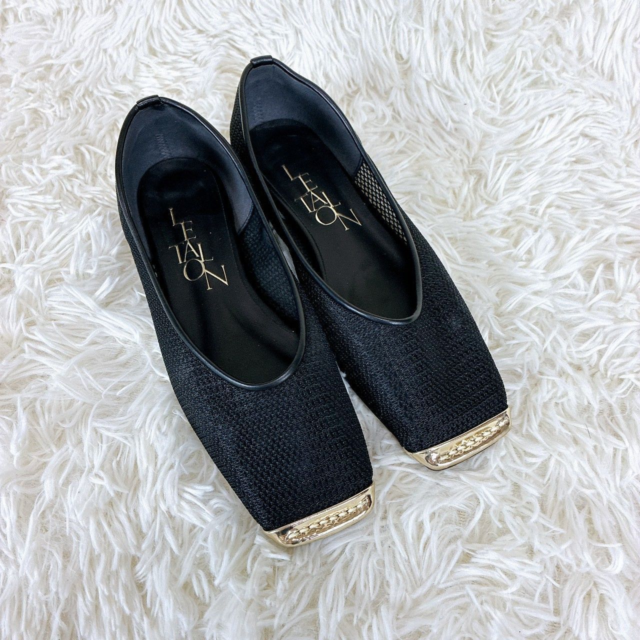 LE TALON ルタロン フラットパンプス スクエア メタルトゥ キャップ