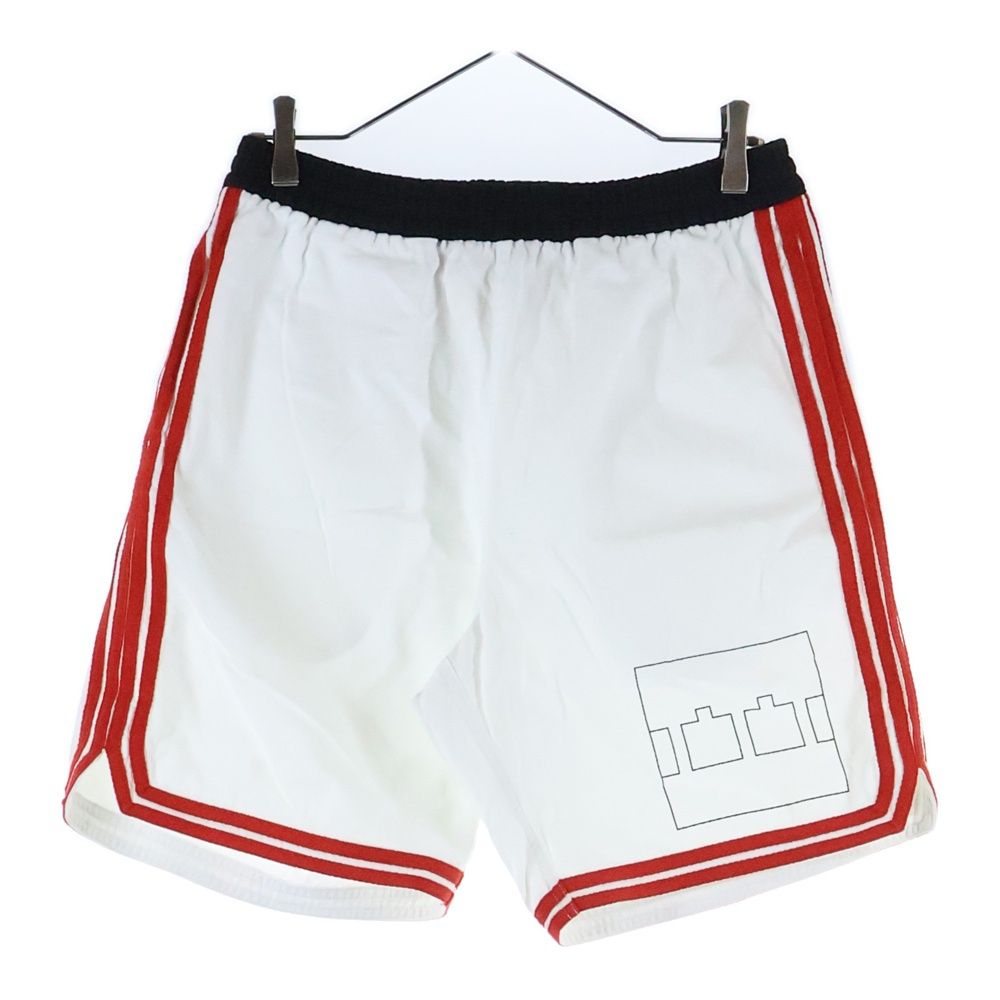 NO BRAND ノーブランド The Trilogy Tapes ザトリロジーテープス POLO SHORT ポロ サイドライン ロゴプリントショーツ ハーフパンツ ホワイト|レッド