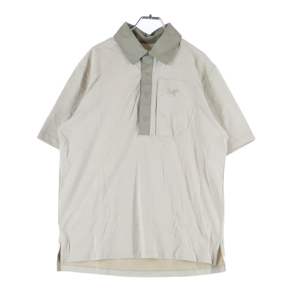 ARC TERYX アークテリクス フロントロゴ ハーフボタン 半袖シャツ ライトグレー
