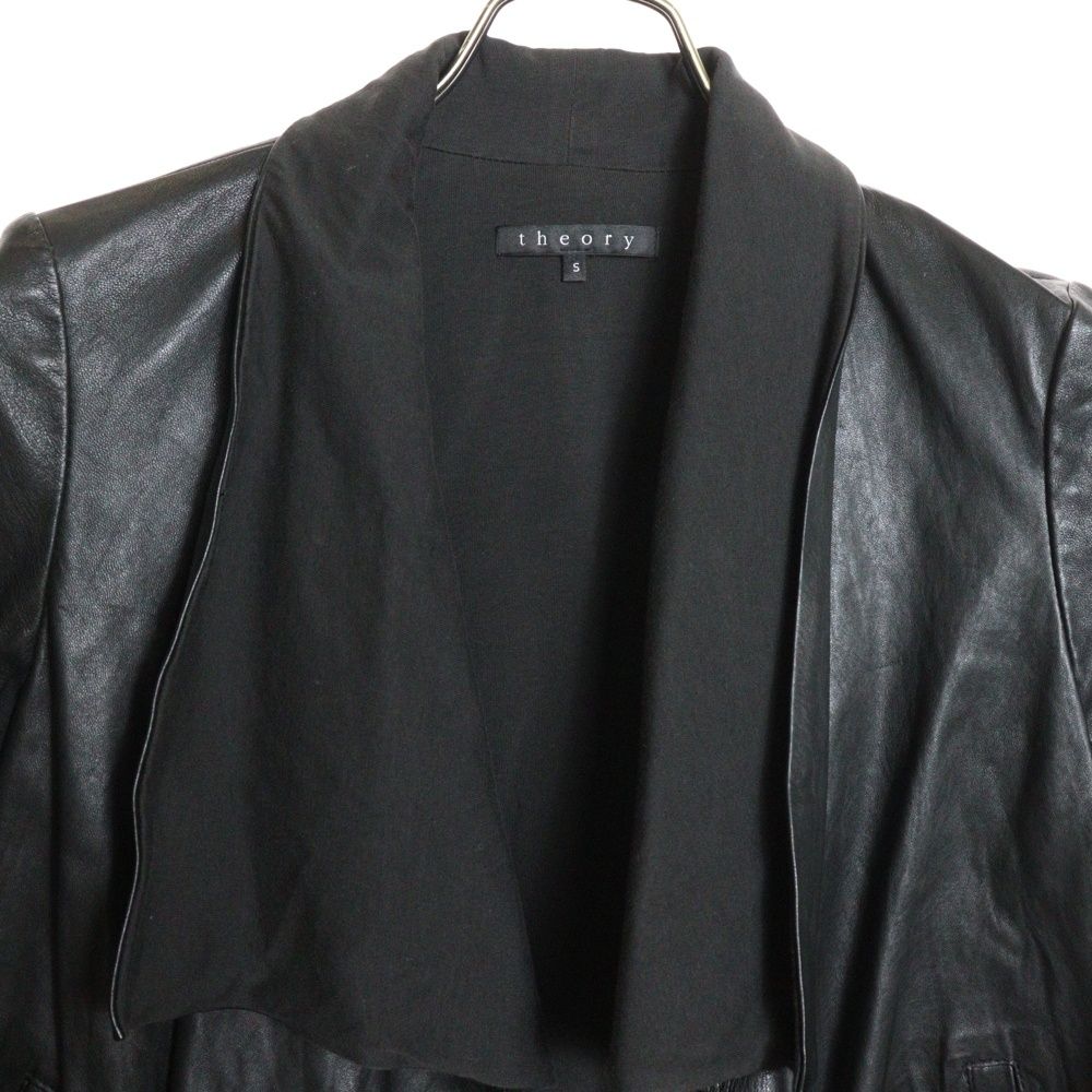 theory (セオリー) ラムレザー ハイネック ジャケット ブラック 01