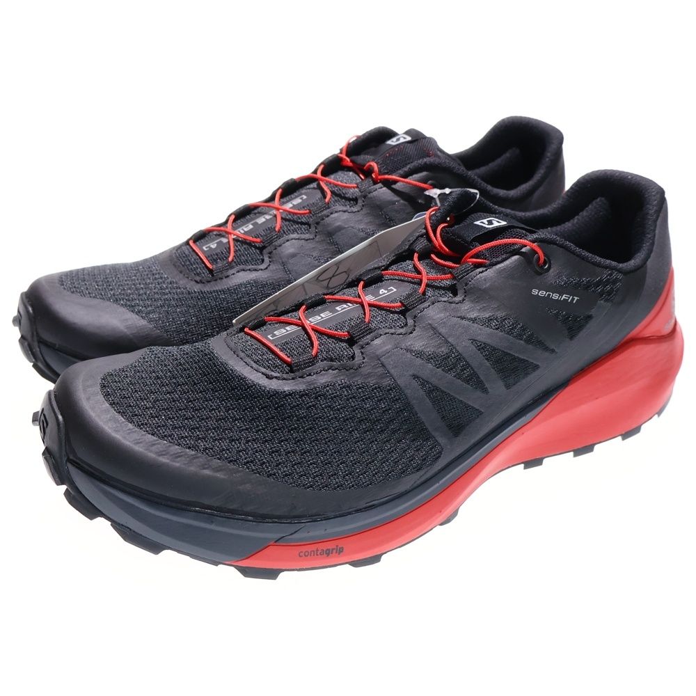 SALOMON サロモン SENSE RIDE 4 センス ライド メッシュ ローカットスニーカー ブラック|レッド US 10|28 cm 413781