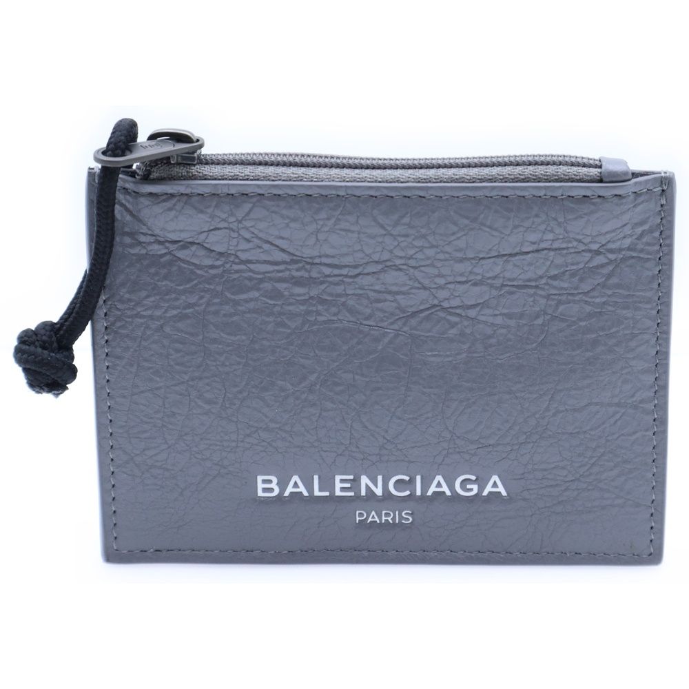 BALENCIAGA グレー ケース　水色 関税込】BALENCIAGA キャッシュ レザーカードケース