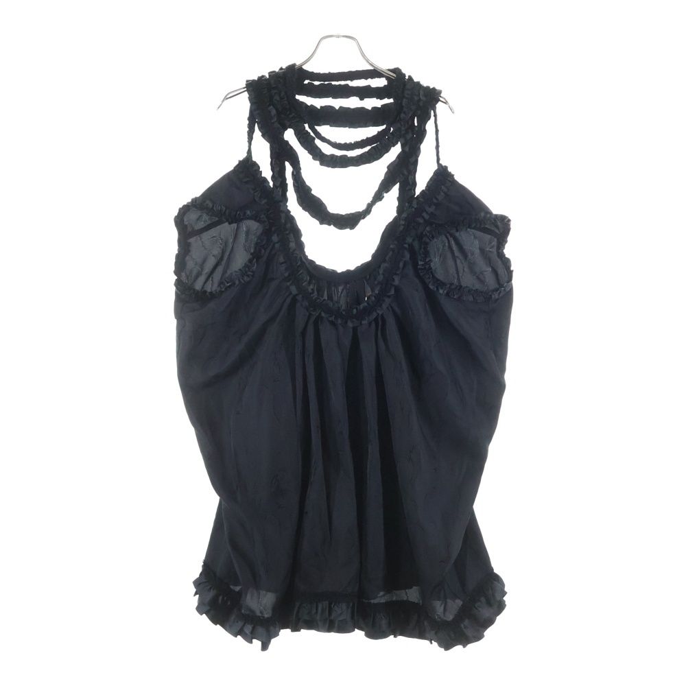 COMME des GARCONS コムデギャルソン 08 AW エスニック総柄 フリルショルダー チュニック レディース ブラック GB-O 007